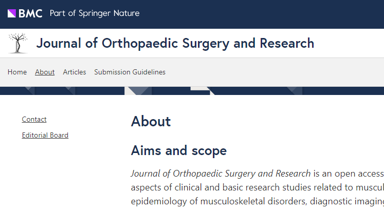 【論文】我院顧霄鵬、胡鴻等醫(yī)師參與撰寫的醫(yī)學(xué)論文在SCI期刊Journal of Orthopaedic Surgery and Research上發(fā)表